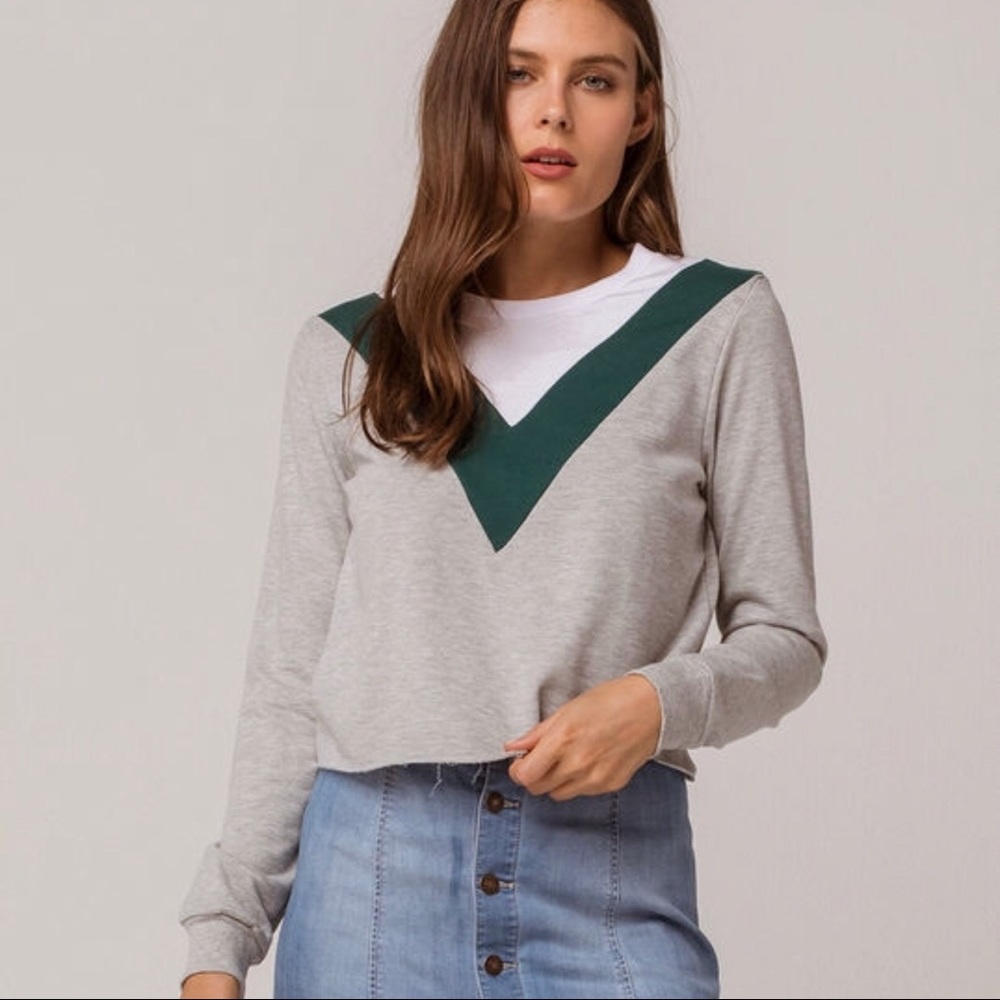 Chevron Crop Sweatshirt